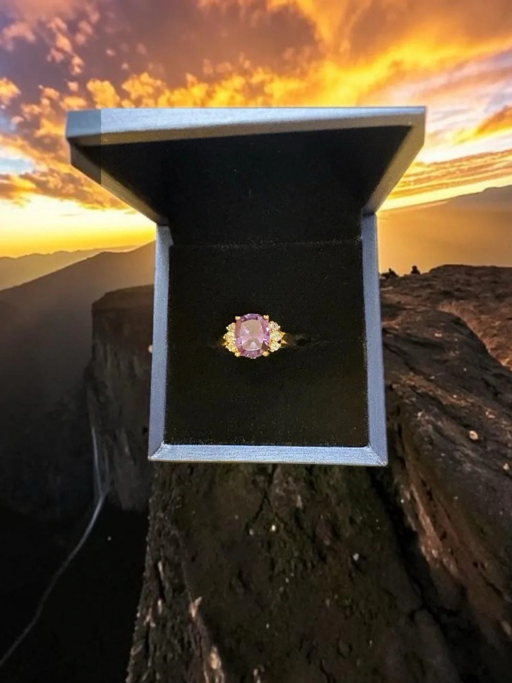 3 Carat Natural Russian Alexandrite Center Gemstone set in 12K Gold • size 5.5